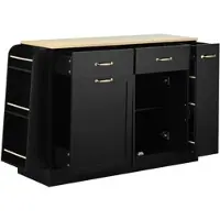 STILVORA Dressoir - Met Afvalbakvak En Open Kruidenrek - Voor Keuken En Eetkamer - MDF - 133,5x40x86 Cm - Zwart