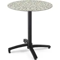 Oviala - Ronde kantelbare bistrotafel voor in de tuin 70 cm 4 zitplaatsen terrazzo - Opera