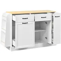 STILVORA Dressoir - Met Afvalvak En Open Kruidenrek - Voor Keuken En Eetkamer - MDF - 133,5x40x86 Cm - Wit;Natuurlijk