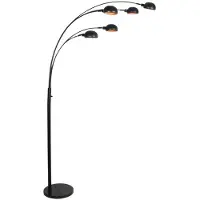 Mexlite Zwarte vloerlamp Pentra 4855ZW, 5-lichts met marmeren voet