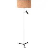 Steinhauer Vloerlamp Stang 4833ZW met leeslicht en beige kurk kap