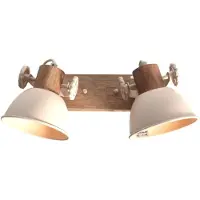 Mexlite Gearwood 7969CR – Crème plafondlamp met houtaccent spot