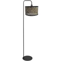 Mexlite Vloerlamp Stang 4773ZW, zwarte vloerlamp met bamboe kap