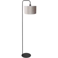 Mexlite Vloerlamp Stang 4776ZW zwart met grijs/taupe velours kap
