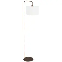 Mexlite Vloerlamp Stang 4786BR bronskleurig met grof wit linnen kap