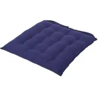 Homescapes stoelkussen – katoenen zitkussen – marineblauw – 40x40 cm – met lint – voor eetkamer & buitengebruik