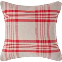 Homescapes Rood Grijs Tartan Katoenen Kussenhoes 60 x 60 cm
