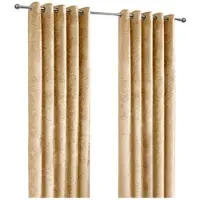 Homescapes luxe goud/mosterd geplet fluwelen paar oogjes, 117 x 182 cm