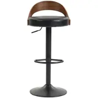 OKWISH Barkruk 62-83 Cm - 360 Graden Draaibaar En In Hoogte Verstelbaar - Met Rugleuning En Voetsteun - PU Leer - Zwart