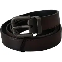 Dolce&Gabbana Effen Bruin Leren Grijze Gesp Riem
