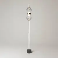 Maytoni Vloerlamp DOUBLE MOON, dimbaar, alu / grijs / zink, Woon-/ Eetkamer, metaal, Modern, vloerlamp
