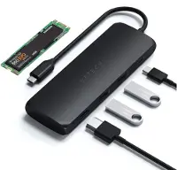 Satechi USB-C hybride multipoortadapter met SSD-behuizing zwart
