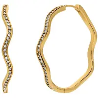 Lucardi Dames Stainless steel oorringen met kristal voor dames - Oorbellen - Staal - Goudkleurig
