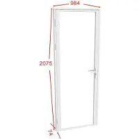 Vente-unique Omkeerbaar deurblok in aluminium en gehard glas - H204 x B93 cm - Wit - LOXTON