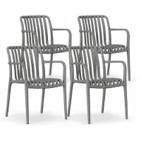 DS4U - Max tuinstoel - Set van 4 - Grijs - Kunststof - Met armleuning