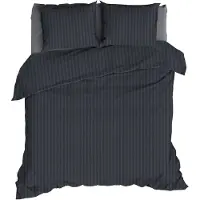Satin d'or Dekbedovertrek Satijn Streep Antraciet Satijn-260 x 200 / 220 cm | Extra Breed
