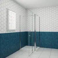 AICA hedendaags douchecabine 120x90x195cm met vouwdeur en vaste zijwand 6mm NANO EasyClean veiligheidsglas 70-120cm Stabilisatiestang glanzend chroom profiel incl. douchebak