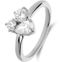 Lucardi Dames Stainless steel ring met zirkonia voor dames - Ring - Staal - Zilverkleurig - 16 / 50 mm
