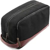 Famanu – Reistas voor heren en dames - Canvas Toilettas van Waterbestendig Veganistisch Leer - Ophangbare Dopp Kit Scheertas voor Toiletartikelen Accessoires