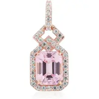 Cavill - Zilveren hanger met roségoud verguld - 3,822 ct Afghaanse achthoekige kunziet & 37 Cambodjaanse zirkonia - Elegante dames hanger