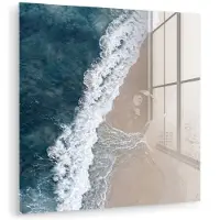 MuchoWow Glasschilderij 50x50 cm - Schilderij acrylglas - Strand - Zee - Golven - Foto op glas - Muurdecoratie woonkamer - Wanddecoratie slaapkamer - Schilderijen