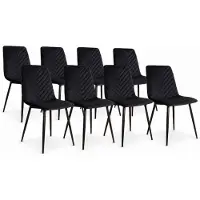 DS4U - Gaby eetkamerstoel - Set van 8 - Zwart - Velvet