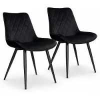 DS4U - Benito eetkamerstoel - Set van 2 - Zwart - Velvet