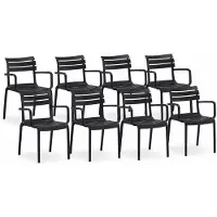 DS4U - Zayn tuinstoel - Set van 8 - Zwart - Kunststof - Stapelbaar - Met armleuning