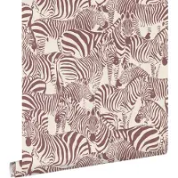 ESTAhome behang zebra's bordeaux rood - 50 x 900 cm - 132214