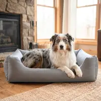 4L Textil Mario Orthopedisch hondenbed van kunstleer, XL, hondenmand, kunstleer, voor grote honden, traagschuim, visco, waterafstotend, robuust, comfortabel (120 x 90 x 25 cm, Grijis)
