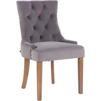 CLP Essstoel Aberdeen, fluweel, met frame van rubberhout en een zithoogte van 50 cm, grijs. Framekleur: antiek licht