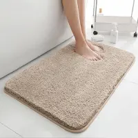 Famanu - Badmat, 50 x 80 cm, antislip, zacht, waterabsorberend, hoogpolig, microvezelmat voor de badkamer, machinewasbaar, voor badkuip, douche en badkamer (camel)