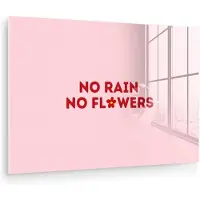 MuchoWow Glasschilderij 180x120 cm - Schilderij acrylglas - No rain no flowers - Minimalistisch - Roze - Bloem - Foto op glas - Muurdecoratie woonkamer - Wanddecoratie slaapkamer - Schilderijen