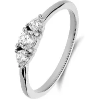 Lucardi Dames Stainless steel ring met zirkonia voor dames - Ring - Staal - Zilverkleurig - 19 / 60 mm