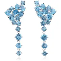 Cavill - Zilveren Oorbellen - 925 Sterling Zilver Gerhodineerd - Marambaia Blauwe Topaas Rond 5,22 ct - Elegante Luxe Sieraden Vrouw