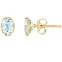 Cavill - Zilveren oorbellen - 925 Sterling Zilver Verguld - Hemelsblauwe Braziliaanse Ovale Topaas 1,8 ct - Elegante Edelsteen Sieraden
