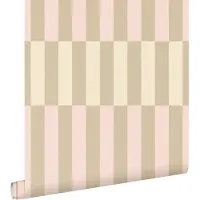 ESTAhome behang linnen-look strepen lichtgroen en licht roze - 50 x 900 cm - 132251