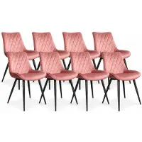 DS4U - Benito eetkamerstoel - Set van 8 - Roze - Velvet