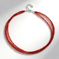 Cavill - Zilveren Halsketting 925 Sterling Zilver - Braziliaanse Carneool 55,28 Ct - Ronde Gefacetteerde Kralen - Elegante Damesketting Gerhodineerd