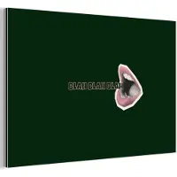 MuchoWow Aluminium schilderij 180x120 cm - Wanddecoratie metaal - BLAH BLAH BLAH - Mond - Groen - Metalen muurdecoratie woonkamer - Decoratie industrieel - Foto op dibond - Industriële accessoires slaapkamer