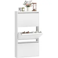 HOMCOM schoenenkast - 3 klepvakken - wandgemonteerd - wit