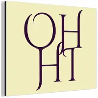 MuchoWow Aluminium schilderij 160x120 cm - Wanddecoratie metaal - Oh hi - Geel - Monogram - Metalen muurdecoratie woonkamer - Decoratie industrieel - Foto op dibond - Industriële accessoires slaapkamer