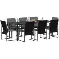 vidaXL Tuin Eettafel Set 9 st Zwart en Anthraciet Textilene en Staal