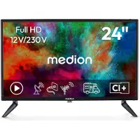 Medion 59.9 cm 24" Full HD TV perfect voor camping camper vrachtwagen tuin 12V auto adapter Triple Tuner HDMI USB, MD824000