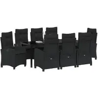 vidaXL Tuin Eettafel Set 9 st Zwart poly rattan
