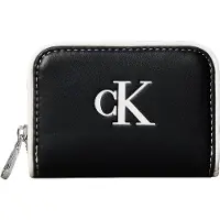 Calvin Klein Portemonnee 'Contrast Logo Textured Zip-around' zwart / wit