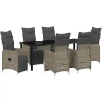 vidaXL Tuin Eettafel Set 7 st Grijs poly rattan