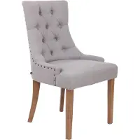 CLP Essstoel Aberdeen, bekleed met stof, met een frame van rubberhout en een zithoogte van 50 cm, kleur grijs. Framekleur: antiek licht