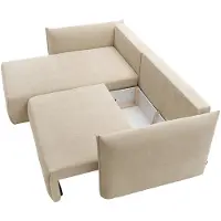 Vente-unique Linkse hoekslaapbank van getextureerde beige stof CARISU