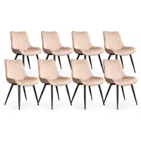 DS4U - Benito eetkamerstoel - Set van 8 - Champagne - Velvet